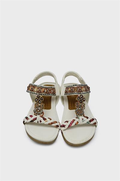 Guja Kadın Taş Detaylı Örgülü Sandalet Beyaz BLG22Y150-31