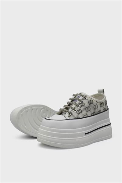 Guja Kadın Yazlık Yüksek Taban Sneakers Beyaz Gri BLG23Y345-11