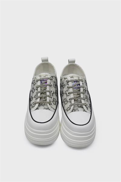 Guja Kadın Yazlık Yüksek Taban Sneakers Beyaz Gri BLG23Y345-11