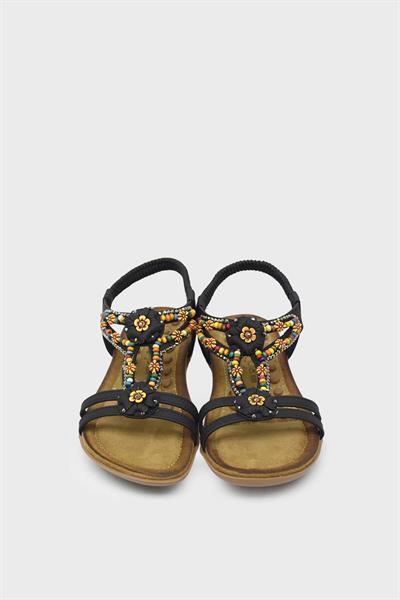 Guja Kız Çocuk Boncuklu Lastikli Sandalet Siyah BLG23Y157-24