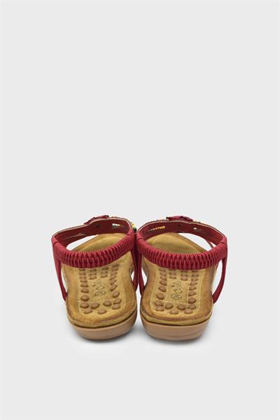 Guja Kız Çocuk Boncuklu Lastikli Sandalet Kırmızı BLG23Y157-24