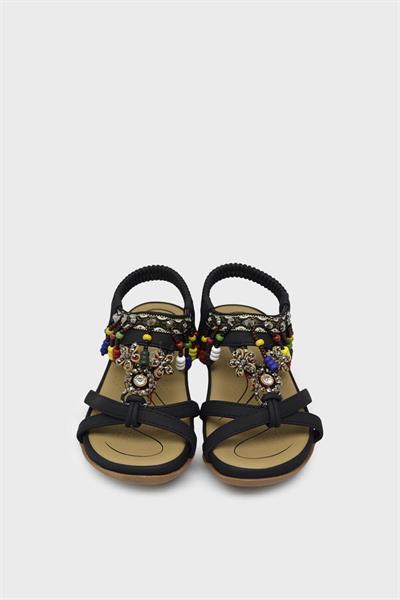 Guja Kız Çocuk Günlük Boncuklu Sandalet Siyah BLG23Y158-12