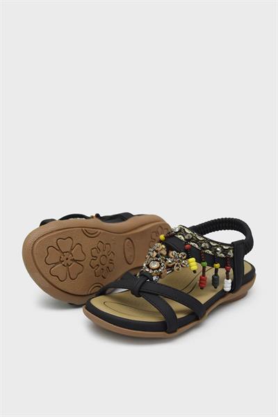 Guja Kız Çocuk Günlük Boncuklu Sandalet Siyah BLG23Y158-12