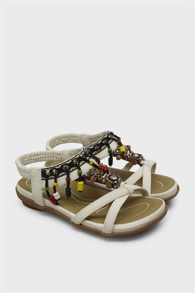 Guja Kız Çocuk Günlük Boncuklu Sandalet Beyaz BLG23Y158-12