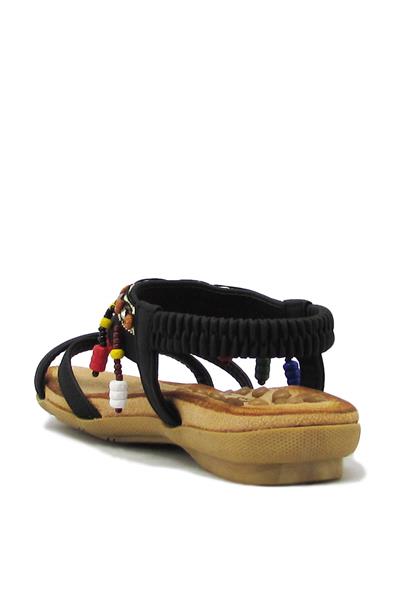 Guja Kız Çocuk Lastikli Boncuklu Sandalet Siyah G22Y154