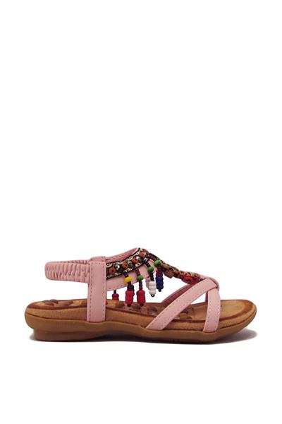 Guja Kız Çocuk Lastikli Boncuklu Sandalet Pembe G22Y154