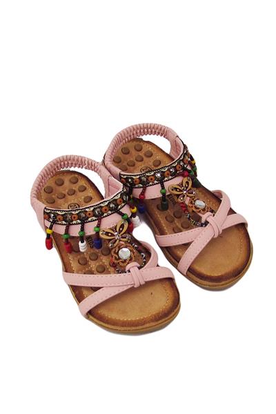 Guja Kız Çocuk Lastikli Boncuklu Sandalet Pembe G22Y154