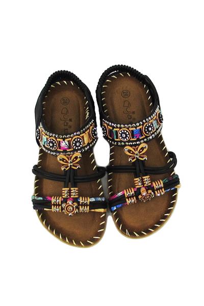 Guja Kız Çocuk Lastikli Taş Detaylı Sandalet Siyah BLG22Y154-3