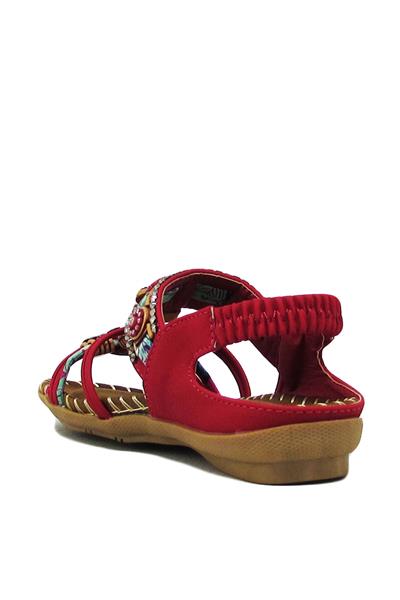 Guja Kız Çocuk Lastikli Taş Detaylı Sandalet Kırmızı BLG22Y154-3