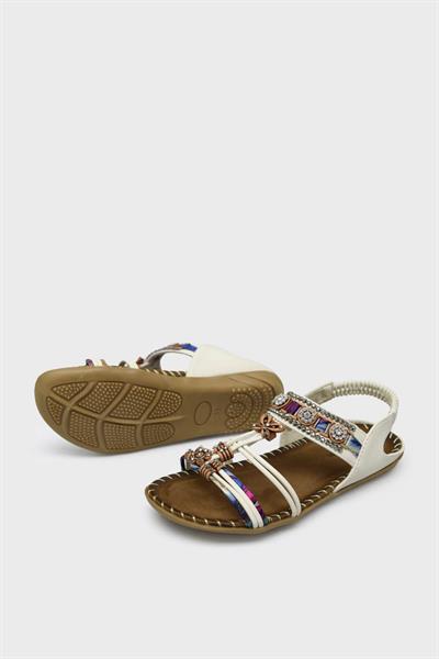 Guja Kız Çocuk Lastikli Taş Detaylı Sandalet Beyaz BLG22Y154-3