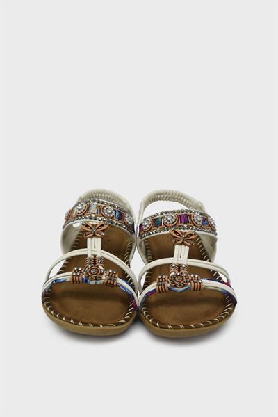 Guja Kız Çocuk Lastikli Taş Detaylı Sandalet Beyaz BLG22Y154-3