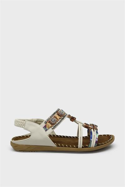 Guja Kız Çocuk Lastikli Taş Detaylı Sandalet Beyaz BLG22Y154-3
