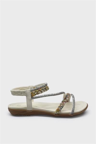 Guja Kız Çocuk Örgü Detaylı Taşlı Sandalet Beyaz BLG23Y158-7