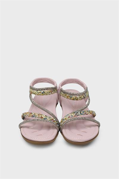 Guja Kız Çocuk Örgü Detaylı Taşlı Sandalet Pudra BLG23Y158-7
