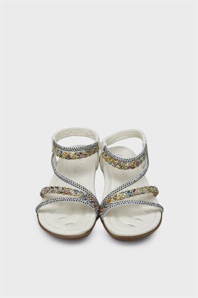 Guja Kız Çocuk Örgü Detaylı Taşlı Sandalet Beyaz BLG23Y158-7