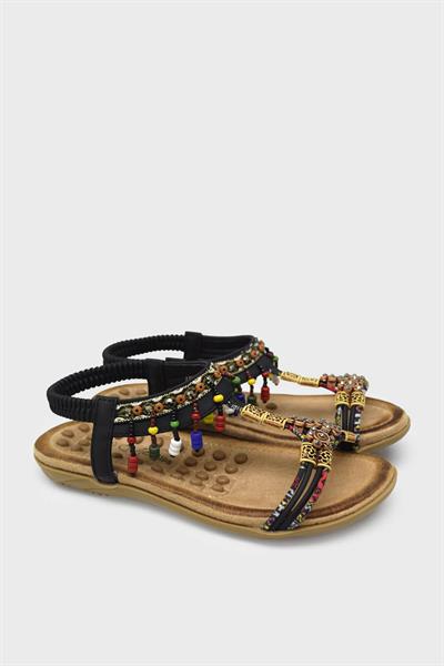 Guja Kız Çocuk Örgülü Taş Detaylı Sandalet Siyah BLG22Y152-14