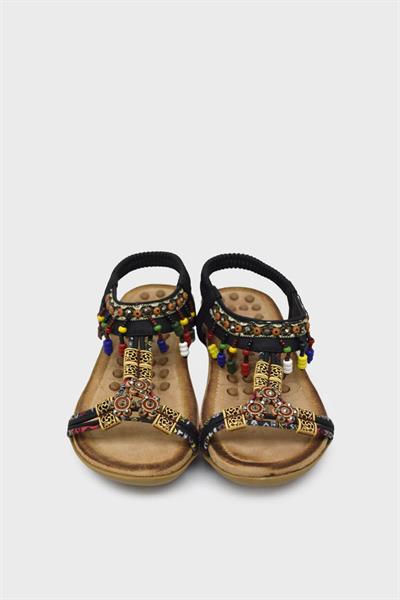 Guja Kız Çocuk Örgülü Taş Detaylı Sandalet Siyah BLG22Y152-14