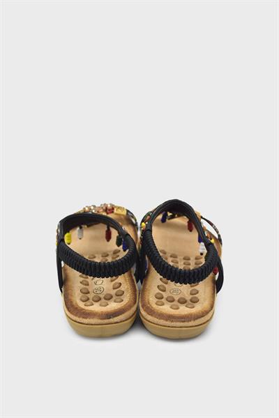 Guja Kız Çocuk Örgülü Taş Detaylı Sandalet Siyah BLG22Y152-14