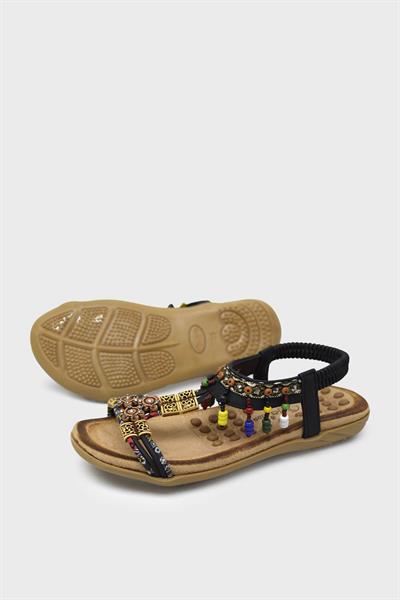 Guja Kız Çocuk Örgülü Taş Detaylı Sandalet Siyah BLG22Y152-14