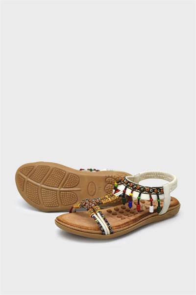 Guja Kız Çocuk Örgülü Taş Detaylı Sandalet Beyaz BLG22Y152-14