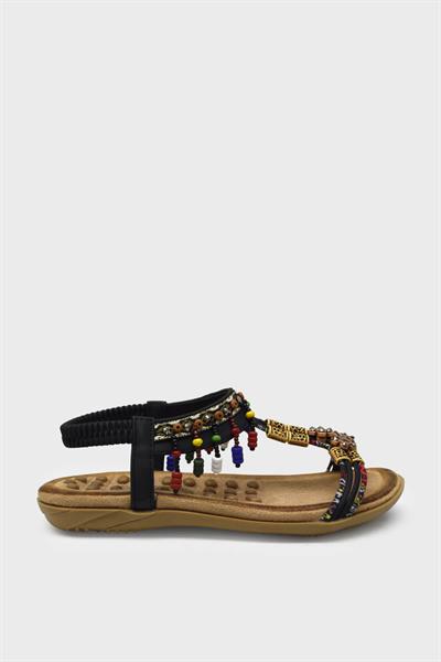 Guja Kız Çocuk Örgülü Taş Detaylı Sandalet Siyah BLG22Y152-14