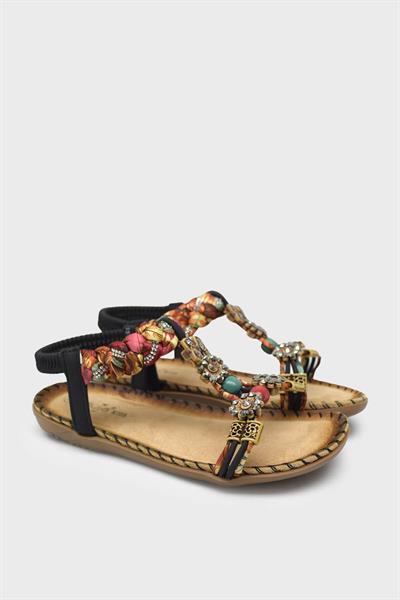 Guja Kız Çocuk Taş Detaylı Günlük Sandalet Siyah BLG23Y157-6