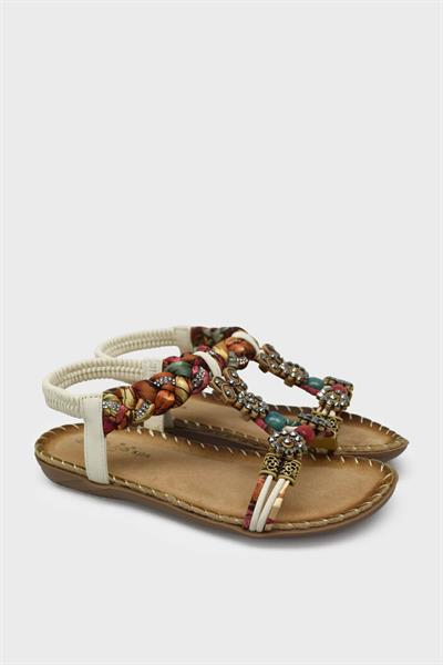 Guja Kız Çocuk Taş Detaylı Günlük Sandalet Beyaz BLG23Y157-6