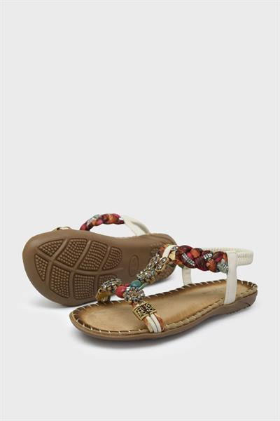 Guja Kız Çocuk Taş Detaylı Günlük Sandalet Beyaz BLG23Y157-6