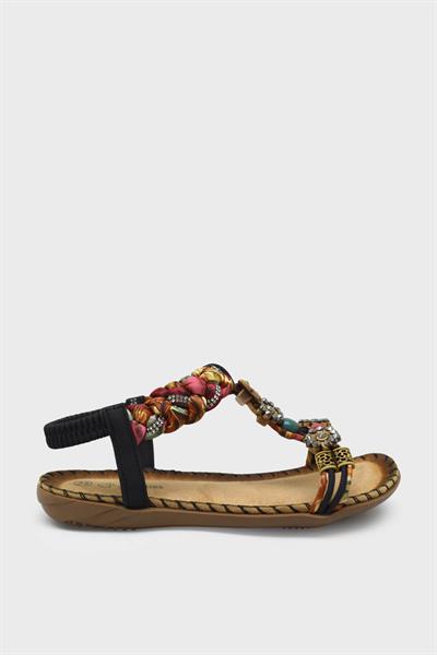 Guja Kız Çocuk Taş Detaylı Günlük Sandalet Siyah BLG23Y157-6