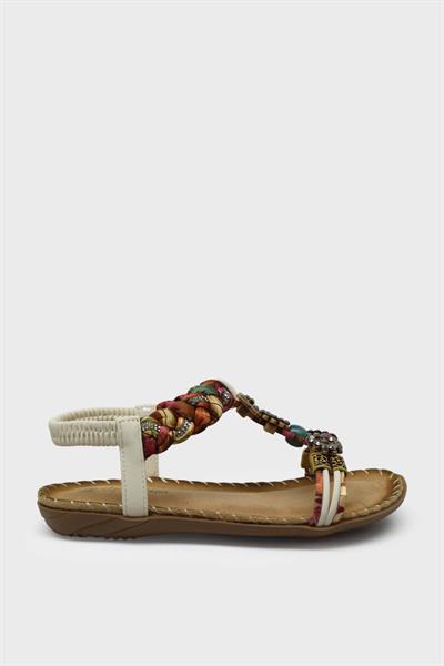 Guja Kız Çocuk Taş Detaylı Günlük Sandalet Beyaz BLG23Y157-6