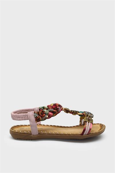 Guja Kız Çocuk Taş Detaylı Günlük Sandalet Pembe BLG23Y157-6