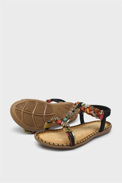 Guja Kız Çocuk Taş Detaylı Günlük Sandalet Siyah BLG23Y157-6