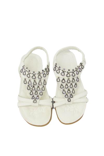 Guja Kız Çocuk Taş Detaylı Sandalet Beyaz BLG22Y121