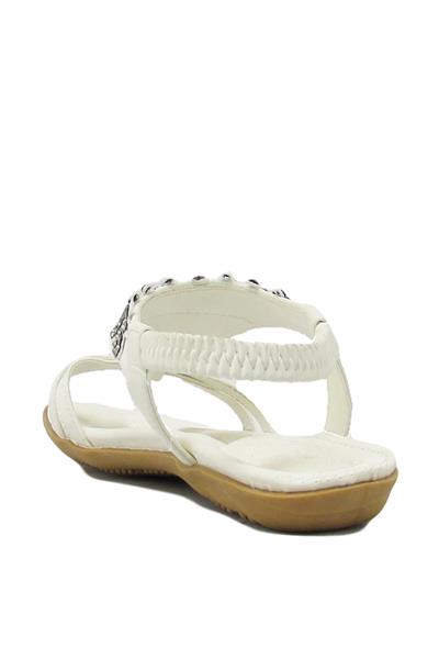 Guja Kız Çocuk Taş Detaylı Sandalet Beyaz BLG22Y121