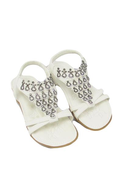 Guja Kız Çocuk Taş Detaylı Sandalet Beyaz BLG22Y121