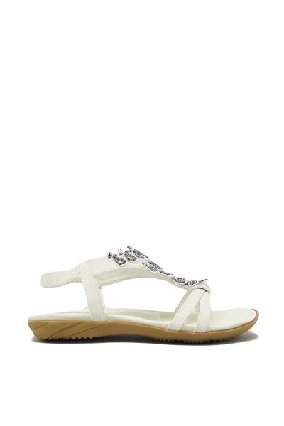 Guja Kız Çocuk Taş Detaylı Sandalet Beyaz BLG22Y121