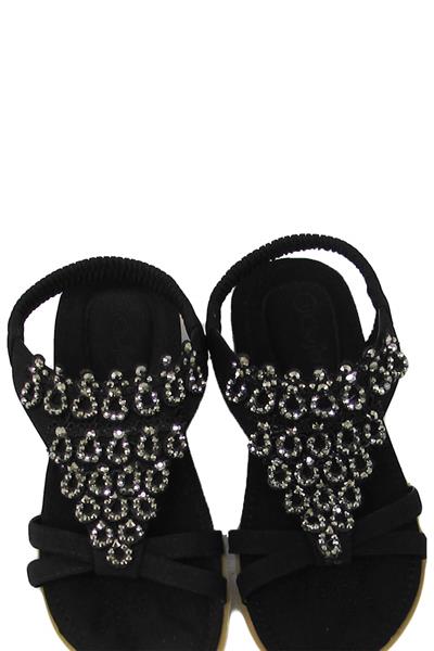 Guja Kız Çocuk Taş Detaylı Sandalet Siyah BLG22Y121