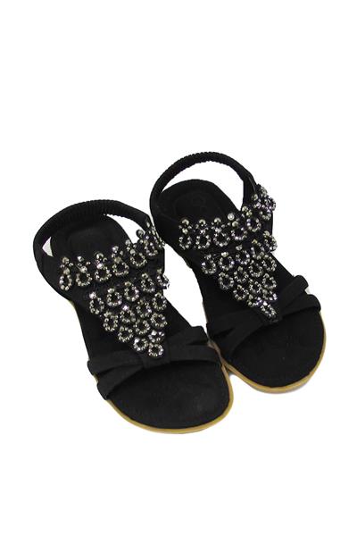 Guja Kız Çocuk Taş Detaylı Sandalet Siyah BLG22Y121