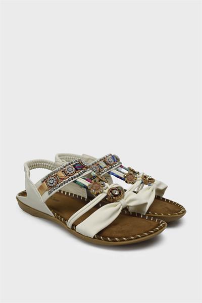 Guja Kız Çocuk Taşlı Sandalet Beyaz BLG22Y152-3