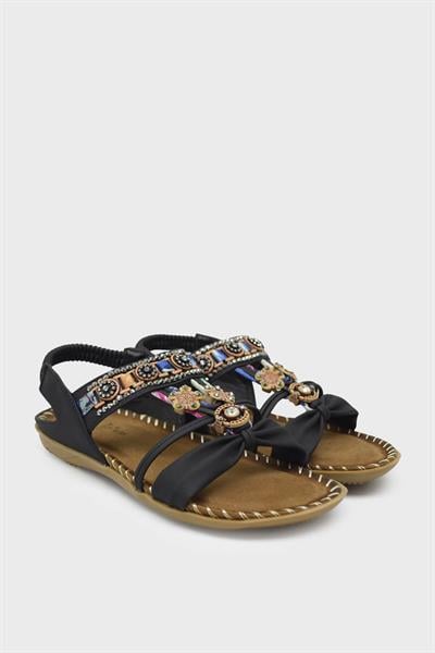 Guja Kız Çocuk Taşlı Sandalet Siyah BLG22Y152-3