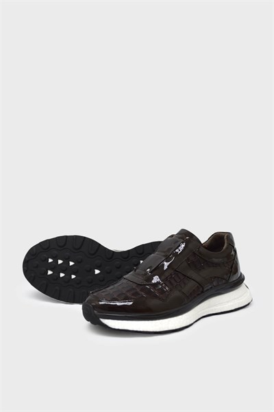 Kanuga Erkek Casual Deri Ayakkabı Kahve Kroko K-FSC2986