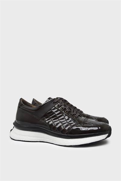 Kanuga Erkek Casual Deri Ayakkabı Kahve Kroko K-FSC2979