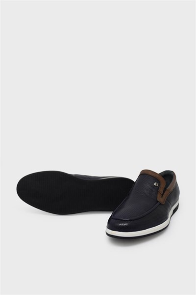 Kanuga Erkek Casual Deri Ayakkabı Lacivert Kahve K-FSC2770
