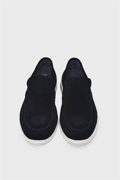 Kanuga Erkek Deri Loafer Süet Siyah K-FSC3294