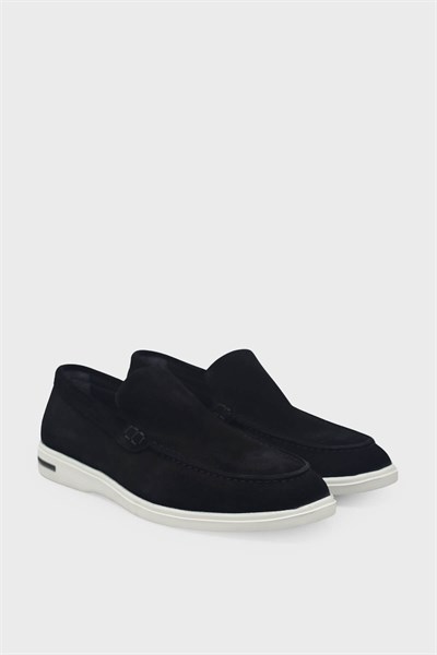 Kanuga Erkek Deri Loafer Süet Siyah K-FSC3294
