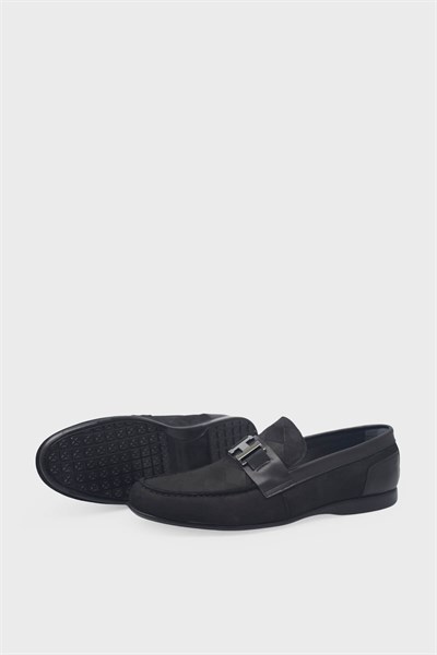 Kanuga Erkek Loafer Deri Ayakkabı Siyah Nubuk K-FSC3286