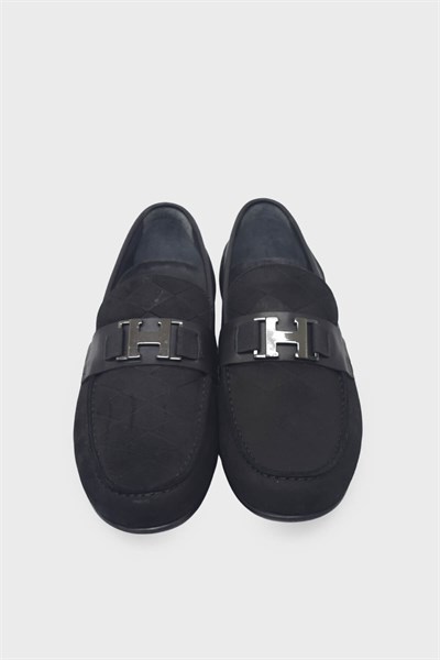 Kanuga Erkek Loafer Deri Ayakkabı Siyah Nubuk K-FSC3286