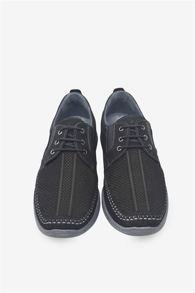 Kanuga Erkek Yazlık Comfort Deri Ayakkabı Nubuk Siyah RLX134