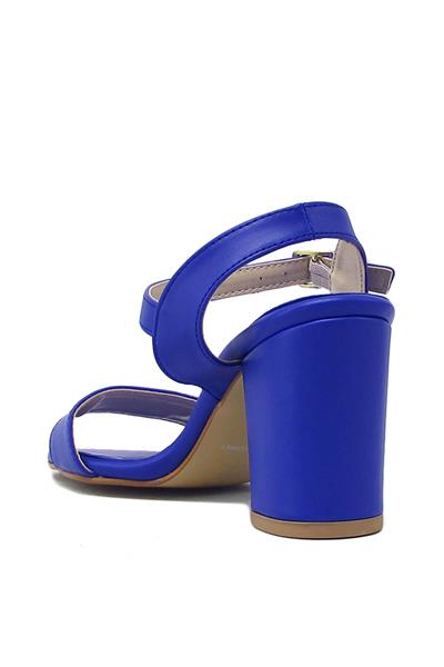 Kanuga Kadın Bilekten Bağlı Topuklu Sandalet Saks Mavisi BB2022-61