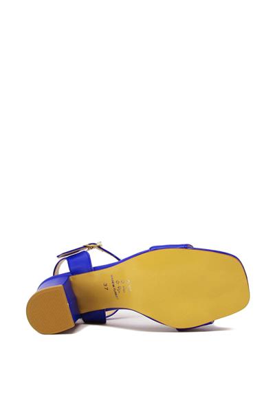 Kanuga Kadın Bilekten Bağlı Topuklu Sandalet Saks Mavisi BB2022-61